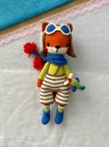 Cute handmade toy fox pilot, woodland animals, crochet plush fox with airplane, organic baby toys, forest animal shower, Valentines gift