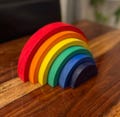 Stacking Rainbow Wood Arch toddlers Stacking gift  Open ended play, 6 Piece, Large size 9x5in.  Learning Building Blocks Toy kids baby gift