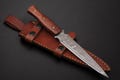Dagger | Damascus Steel | Walnut, Olive & Hard Wood Handle | Handmade | Double-Edged Blade | Hunting or Camping Knife | Collector's Gift