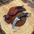Handmade Damascus Karambit knife with Sheath | Best, Hunting, Fixed blade, Tactical, Combat Krambit Knives | Personalized Gifts for Him