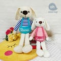 Customizable Blue Red 19" Bunny, Personalized Dad Son, Mom Daughter Plush Gift, Sibling Kids Birthday Rabbit Doll Present, Christmas, Easter