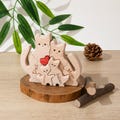 Wooden Cat Puzzle for Family of 2-8, Animal Family Decor for Mom Gift, Cat Lover Gifts, Wedding Anniversary Gift for Mom Wife Grandma Couple
