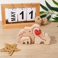 Wooden Elephant Family Puzzle 2-8, Elephant Family Decor for Wife Mom Gift, Memorial Gift, Wedding Anniversary Gift for Mom Grandma Couples