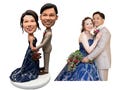 Customized couple bobbleheads, double wedding bobblehead gifts, wedding souvenir gift set