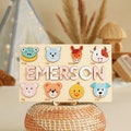 Personalized Name Puzzle with Animals | Baby, Toddler Toys | Wooden Toys | Baby Shower | Christmas Gifts | First Birthday Girl and Boy, NP01