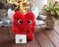 Plush heart with envelope. Cute gift for her, Cute gift for him, Valentines gift. Girlfriend gift