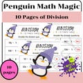 Penguin Math Magic: 10-Page Division Worksheets for Kids (1-12 Division Facts) with Adorable Winter Theme + 10 Answer Keys Included