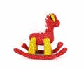 Vintage 1970's Handmade Patchwork Rocking Horse Plushie Children's Stuffed Animal