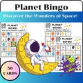 50 Planet Bingo Game Prefilled Cards - Discover the Wonders of Space!, PDF Printable, Easy Kid's Classroom Educational Game
