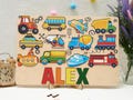 Custom Name Car Puzzle for Kids, Personalized Wooden Transportation Toy, Ideal Baby Shower, Baptism, or New Baby Boy Gift