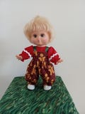 Gingerbread Men Overalls with Red Blouse for Galoob Baby Face Dolls or Similar 13" Chubby Dolls