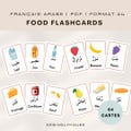 Food Flashcards French Arabic, Educational cards about food in Arabic, learn food in Arabic, Arabic vocabulary