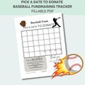 Pick a date to donate Baseball fundraiser, pick a date donation, Baseball team fundraising calendar PDF fillable