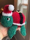 Christmas Turtle Plushy | Crochet Turtle Amigurumi | Holiday Turtle | Gifts | Stuffed Animal Lovey | Cute Santa Plushy | Unique Holiday Gift