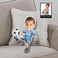 Personalized Soccer Player Pillow, Sport Pillow, Custom Kids Face 3D Ugly Pillow, Birthday Boys Gifts, Football Shaped Pillow, Coach Gifts