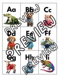 Preschool Resource Learn to Read with Phonics Flash Cards featuring upper and lower case with Animals