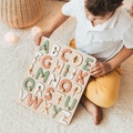READY TO SHIP Pastel Wooden Alphabet Puzzle for Kids Christmas Gifts Montessori Learning Puzzle Children’s Games First Birthday Gift