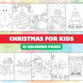 15 Pages Christmas Coloring Printable Bundle Festive Holiday Coloring Sheets for Kids Fun Xmas Crafts for Toddlers Children Instant Download