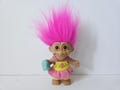 Vintage Russ Troll Doll Gardener Pink Hair Trolls 5" Girl