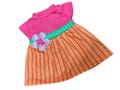 Small Pink and Orange Striped Dress, Doll Clothes For a 12 Inch Silicone Baby Doll Accented with a Flower