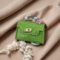 Mini crocodile patterned doll bag, mini handbag, luxury keychain pendant, bag pendant,
