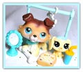 Authentic Littlest Pet Shop LPS #58 Tan Brown Collie Dog Sage Paw Up Blue Eyes