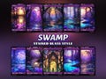 10 Stained Glass Swamp Basic Lands, MTG Proxy Full Art Basic Lands, Custom Magic Cards for Commander EDH