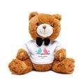 Plush Teddy Bear, Soft Stuffed Animal Toy with T-Shirt and Bow, Cute Gift for Kids, 7 x 10 Inches, Handwash Only