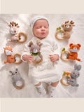 Personalized Toy Rattle | Baby gift - Animal Crochet Baby Rattle - Wooden rattle - Teether bites wood - Soothing rattle - Baby shower
