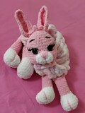 Handmade Pink Bunny Lovey Blanket - Soft Crochet Comfort Toy for Babies | Adorable Baby Gift, Nursery Decor, Cuddly Blanket