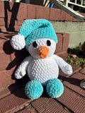 Snowman Crochet Amigurumi Handmade Stuffed Animal Emotional Support Plushie Kid Toy Friend Gift