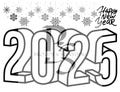2025 New Year Coloring Sheet Snowflakes Happy New Year Kids Color Markers Printable PDF Shareable Downloadable Toddler Church Pre School