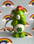 Adorable Retro CARE BEARS 80's Mini PVC Keychain - Good Luck Bear Collectible - Stocking Stuffer Gift