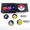 Pokémon TCG Storage organizer box case with ability tokens, damage counter dice. 1 of a kind Pikachu, Snorlax, and Psyduck status tokens.