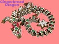 Festive Gingerbread Dragon 3D Print | Articulated dragon | Customizable Personalized gift | Christmas Gift Holiday Collectible Gift