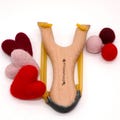 Slingshot xoxo wood felt balls, slingshot felt ball peppermints, felt ball slingshot set gift for kids, Easter nesting stocking stuffer toy