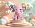 Personalized Pink Elephant Stuffed Animal Gift, Holiday Gift For Kid, Baby Shower Gift, Announcement, Custom Baby Name, Birth Date & Weight