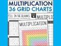 Multiplication Grid Charts & Posters, Printable Multiplication Posters and Fill In The Missing Numbers Math Worksheets for School Homeschool