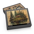 Log Cabin Puzzle Piece Rustic Cabin Jigsaw Puzzle Wood Effect Evergreen Forest Nature Puzzle Pine Tree Gift Family Cabin Gifts Woodland