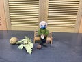 Bernie Sanders Inspired Crochet Doll with Bench – 6" Handmade Gift with Wood Stand for Bernie Fans, Graduates, Birthdays, or Christmas