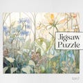 Summer Wildflowers Jigsaw Puzzle, up to 500 pieces, modern botanicals jigsaw puzzle gift for couple, floral gift for mom, art gift
