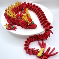 Large Mistletoe Articulated 3D Printed Dragon Figurine | Whimsical Holiday Decor & Christmas Gift Collectible