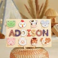 Custom Wooden Name Puzzle Toy for Toddler, Baby Name Puzzle Gift, Animal Name Sign, puzzle with pegs, Baby Shower Gifts, 1st Birthday Gift