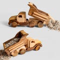 Safe Wooden Toy for Kids Wooden Dump Truck Toys, Miniature Steam Locomotive Christmas Gift For Children Collection Montessori Toddler Toys