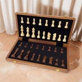Wooden Chess Set,Handmade Portable Chess Game,Foldable Travel Chess with Interior Storage,Christmas Gifts,Artistic Home Decor