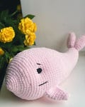 Pink knitted whale, crochet plushie whale, amigurumi toys, ocean knitted animal, stuffed plushie whale, preemie baby gift, toddler girl gift
