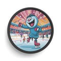 Hockey Puck With Funny Figurine On Ice Skates