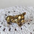 Brass cute Dog Statue, animal Lucky Brass Home Desk Ornament Decor Miniature Feng shui Tea Pet Antique Meditation Serene Figurine
