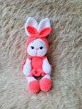 Crocheted Pink Bunny Personalized Amigurumi Bunny Gift