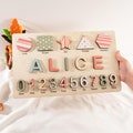 Personalized Baby Wooden Name Puzzle, Montessori Board, Wooden Shapes and Numbers, Birthday Gifts for Kids, Toddler Wooden Toys, Baby Shower